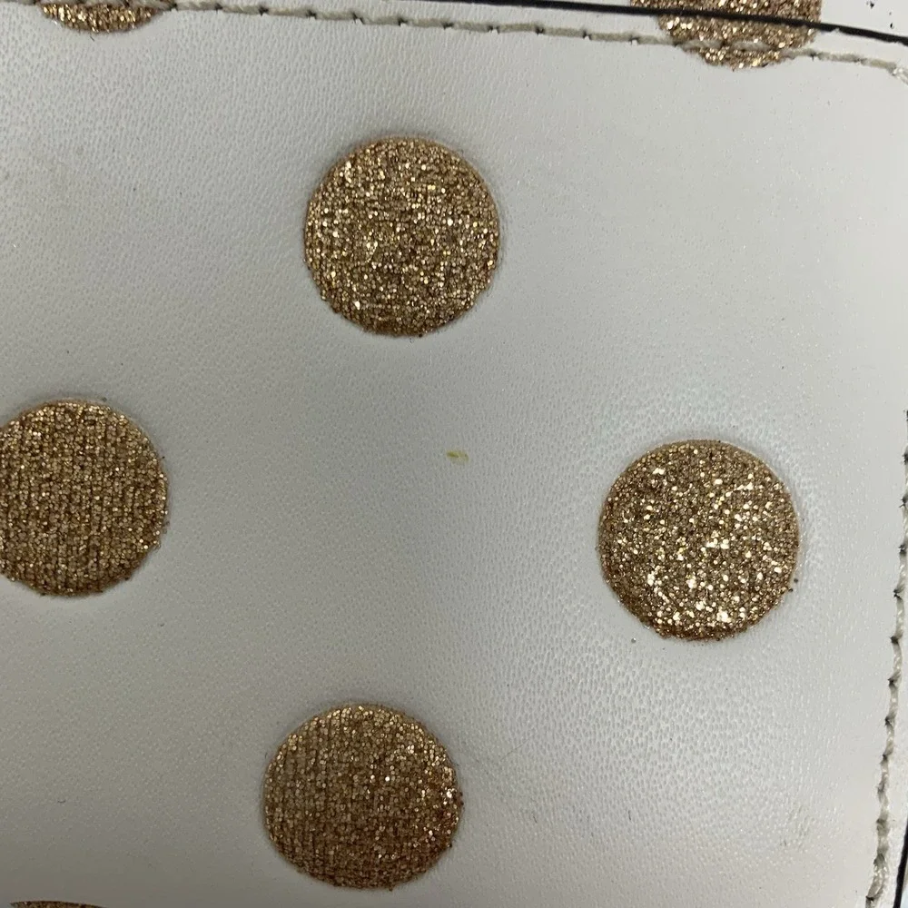 Kate Spade Zip Around Card Case Wallet Wrapping‎ Party Parchment Gold Polka Dot
